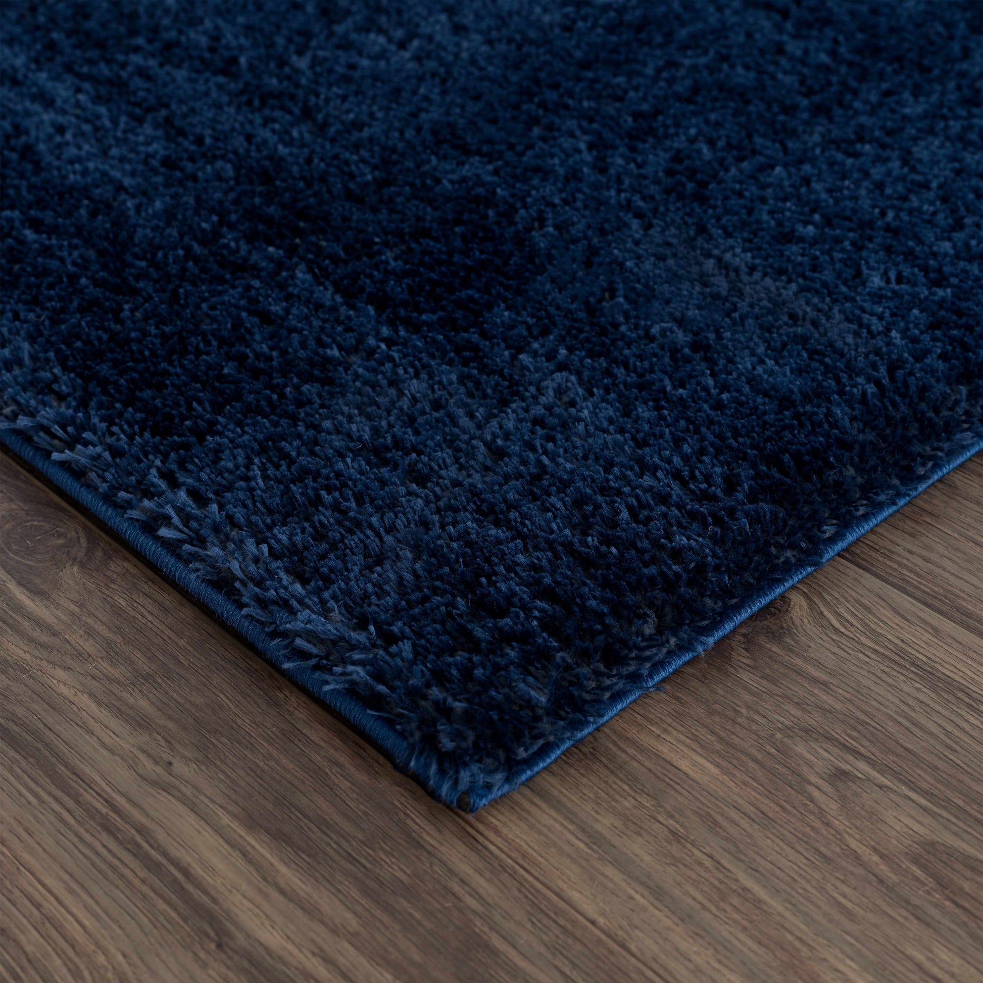 Navero Dark Blue Subtle Wavy Abstract Modern Minimalist Polyester Machine Woven Area Rug - Clearance