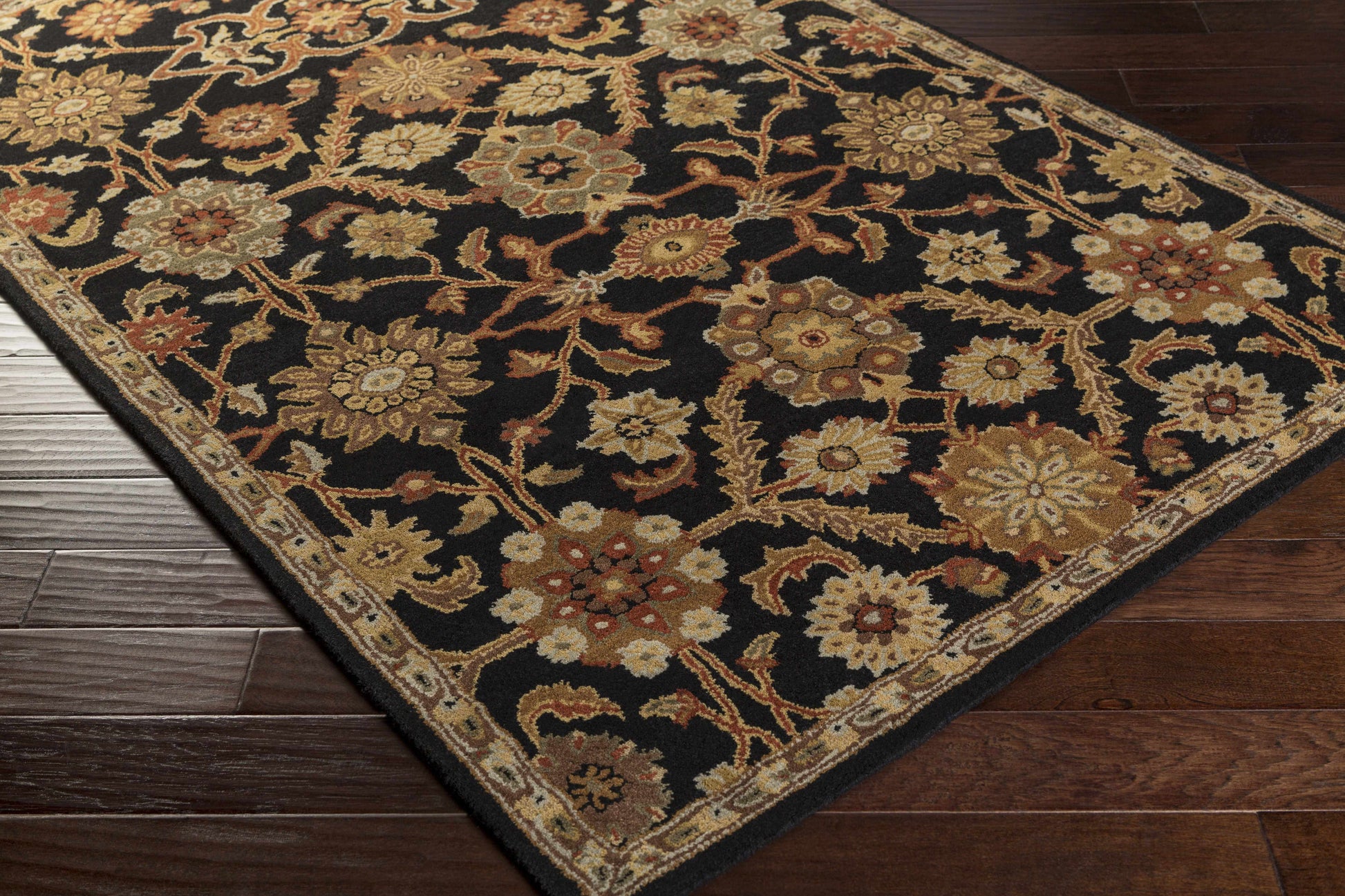 Salix Hand Tufted Black Wool Rug
