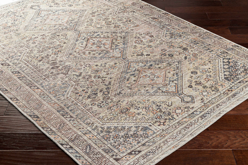 Barny Tan Flat Pile Washable Rug