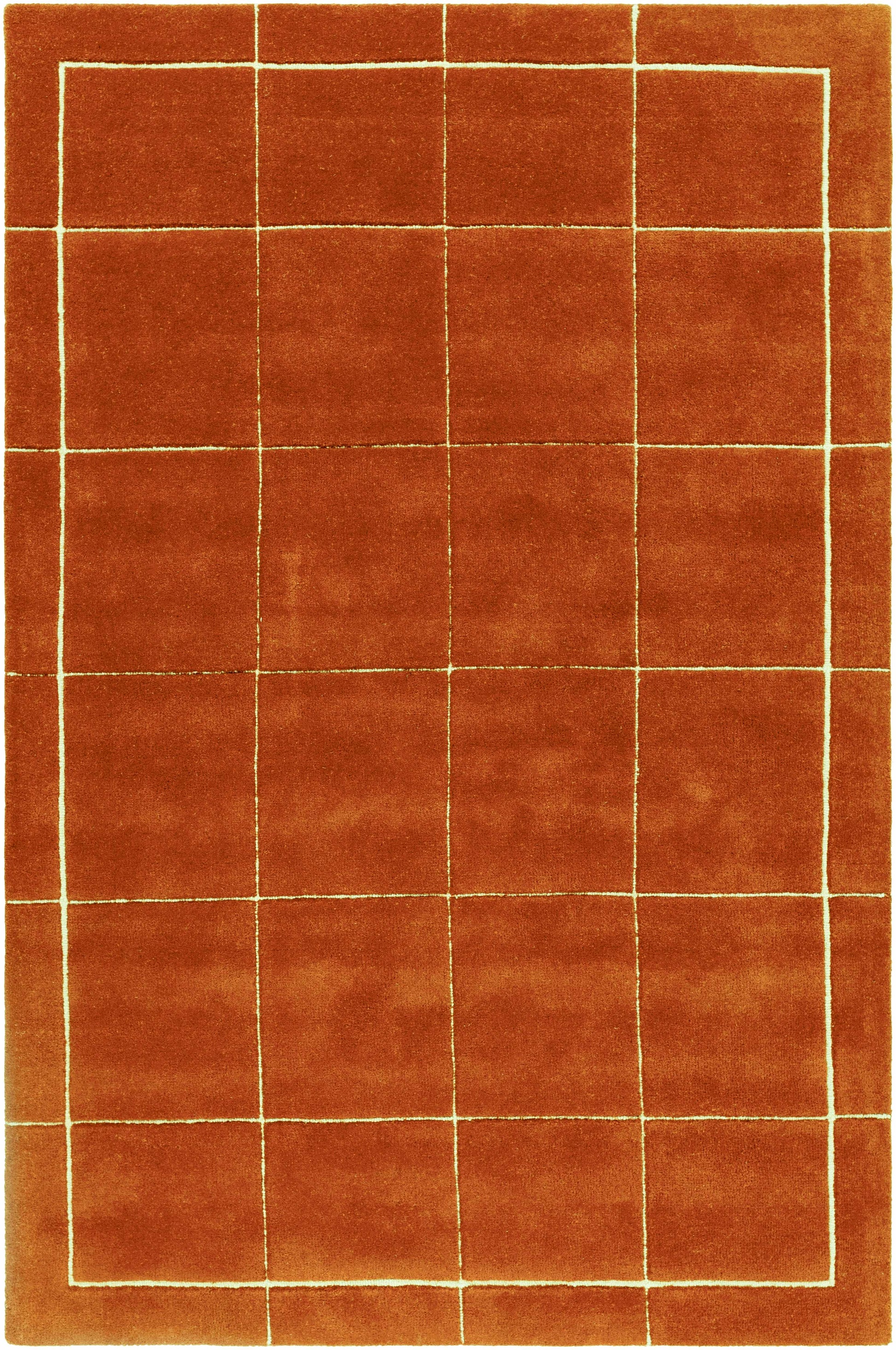 Siarl Burnt Orange Checkered Area Rug