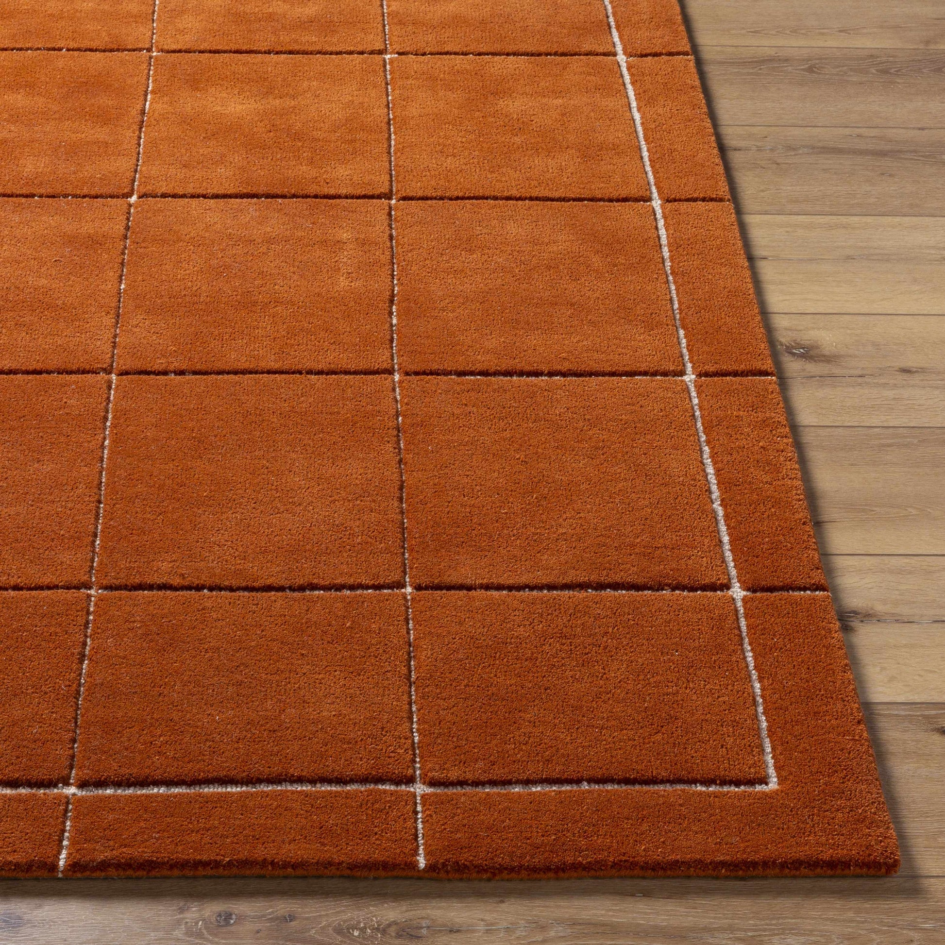 Siarl Burnt Orange Checkered Area Rug