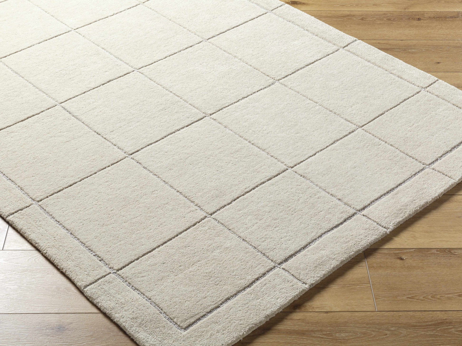 Siarl Cream Checkered Area Rug