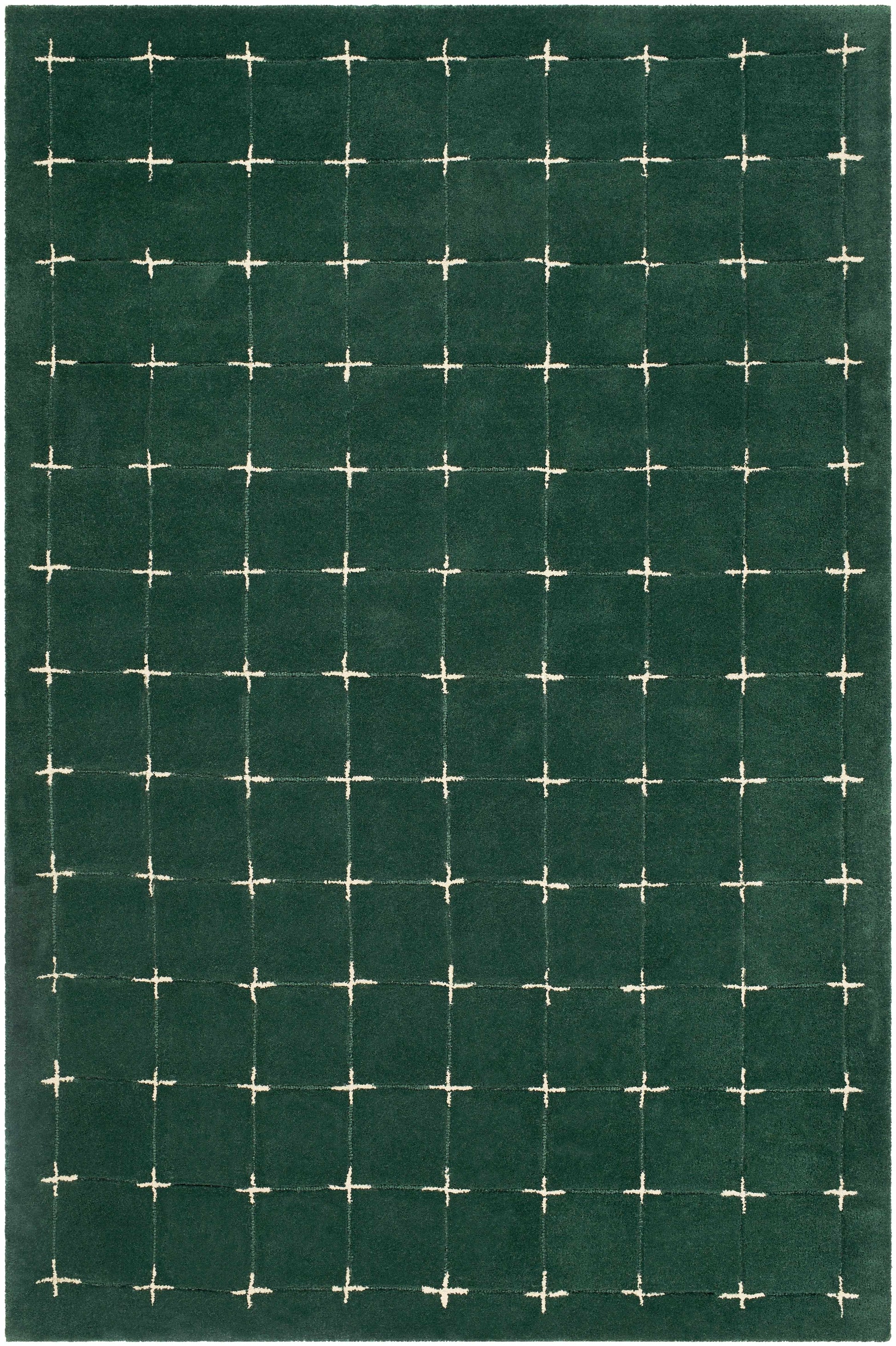 Sanvi Green Tufted Hand Tufted Wool Area Rug