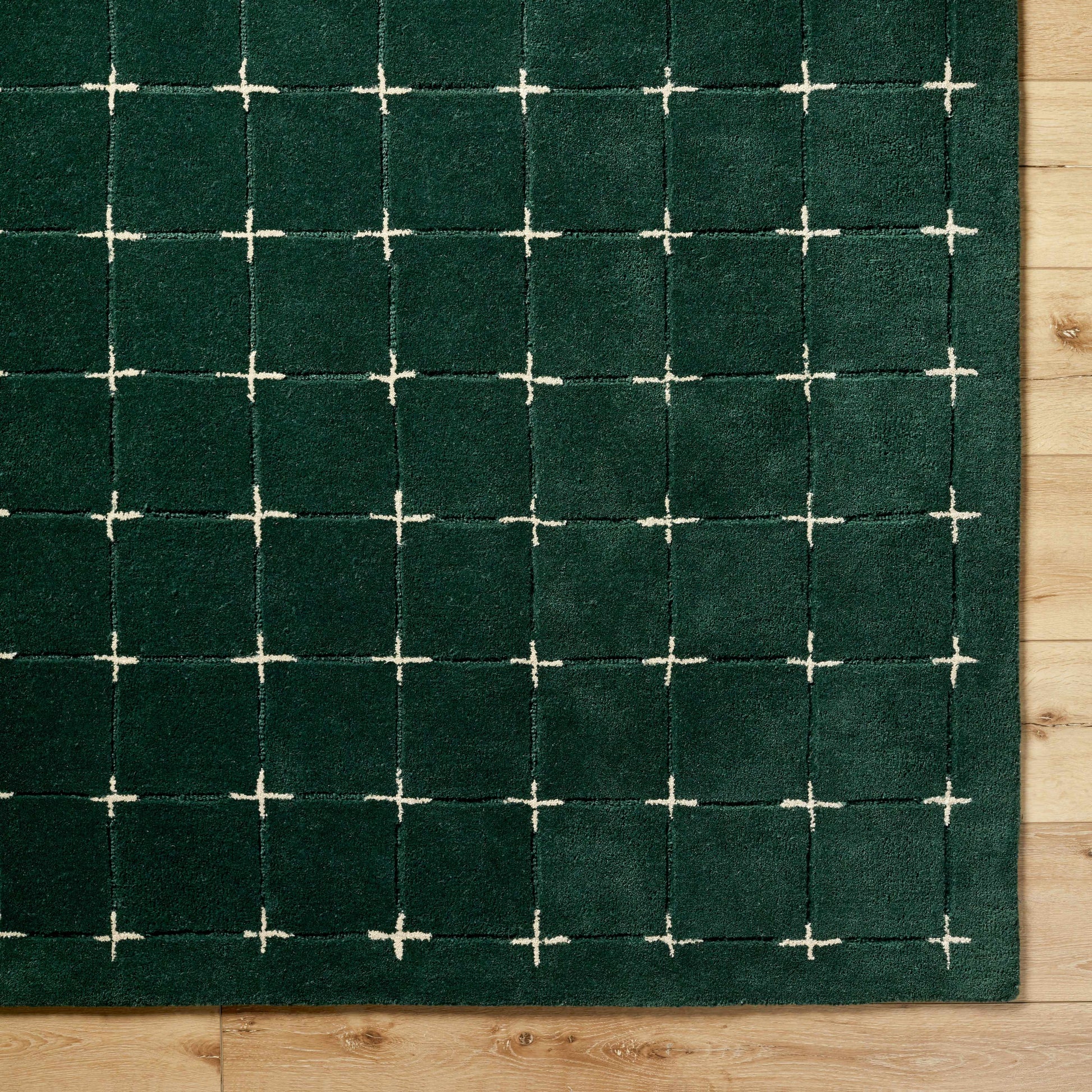 Sanvi Green Tufted Hand Tufted Wool Area Rug