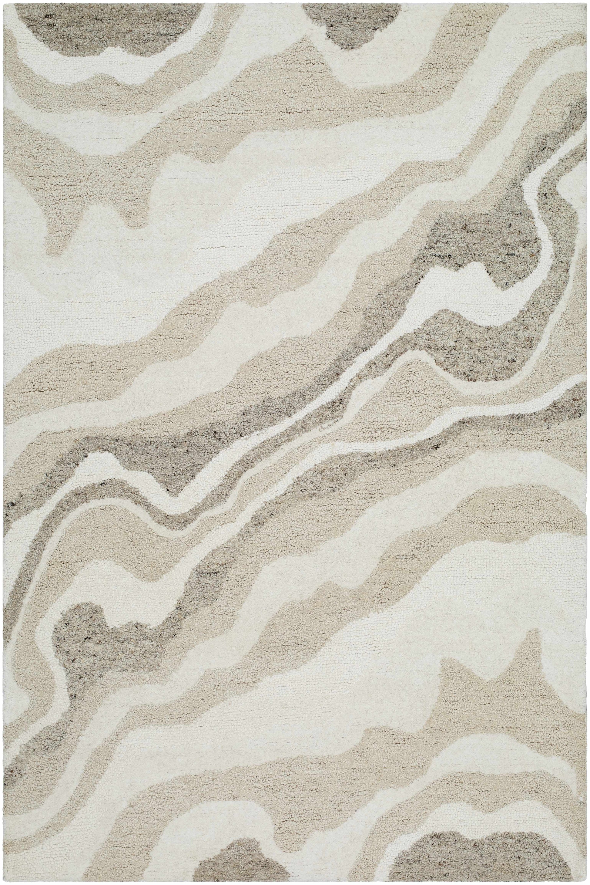 Siani Beige Wool Area Rug