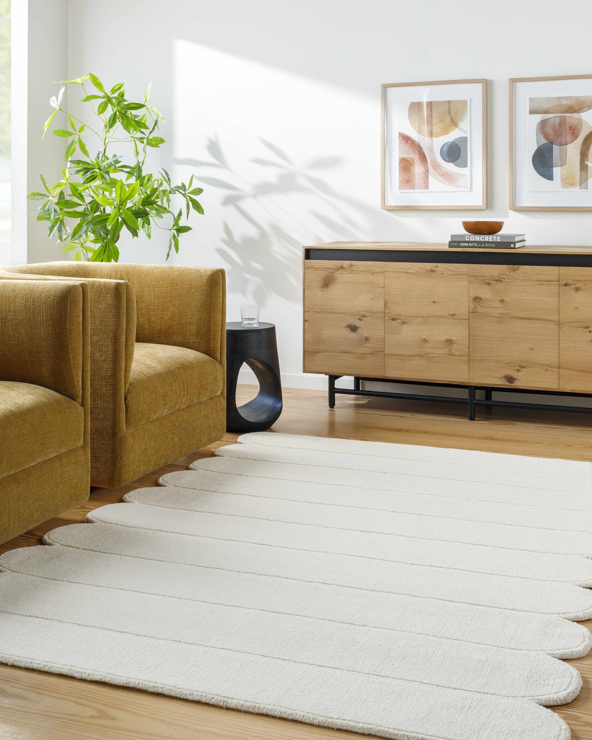 Tayte White Abstract Area Rug