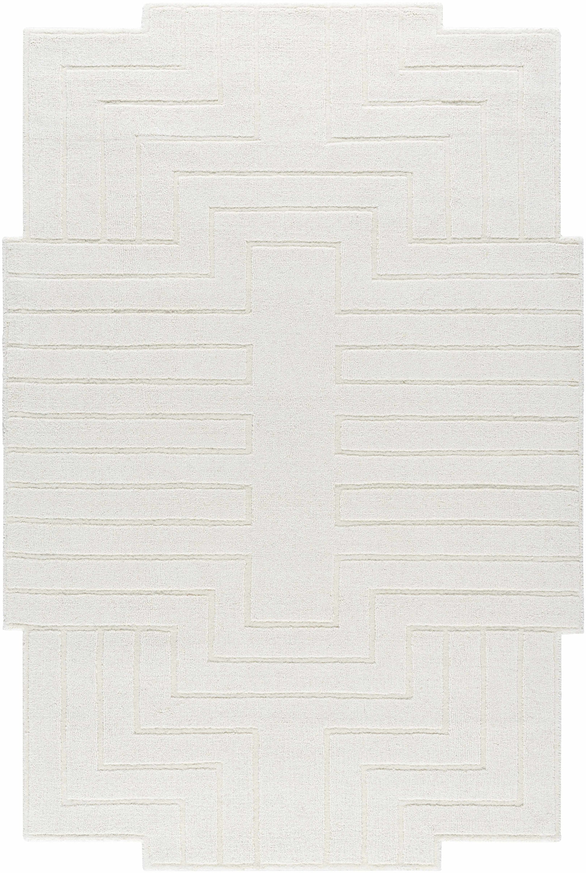 Yavor White Geometric Area Rug