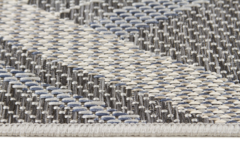 08 Gray Blue Contemporary Indoor-Outdoor Area Rug