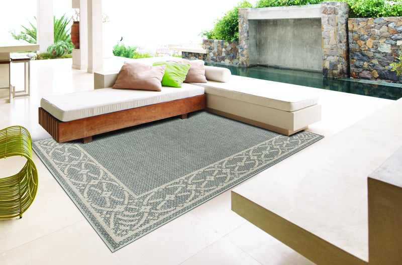 09 Gray Oriental Indoor-Outdoor Area Rug