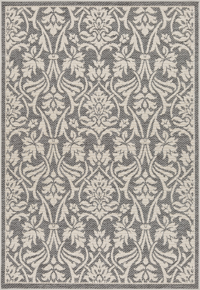 16 Gray Damask Oriental Indoor-Outdoor Area Rug