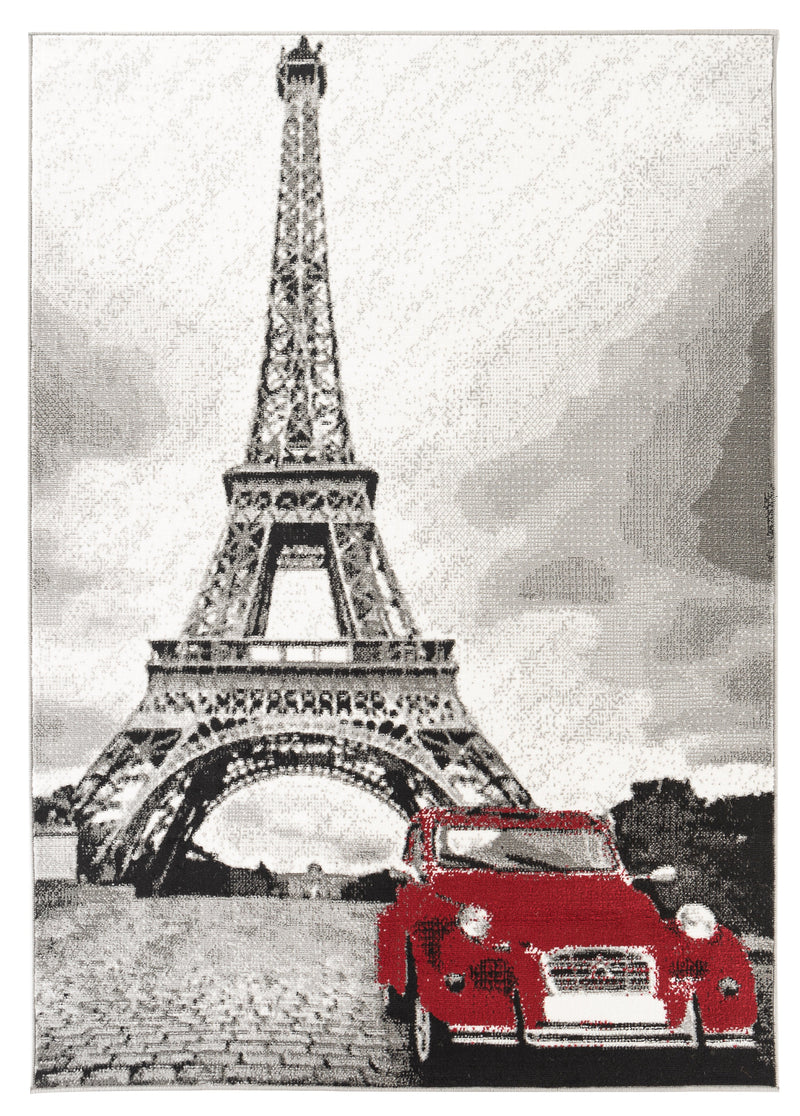 Marie Gray Red Eiffel Tower Paris Contemporary Area Rugs