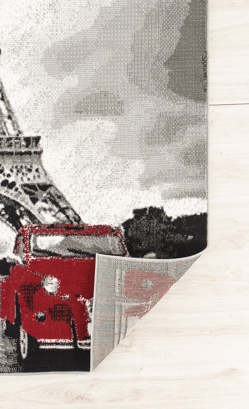 Marie Gray Red Eiffel Tower Paris Contemporary Area Rugs