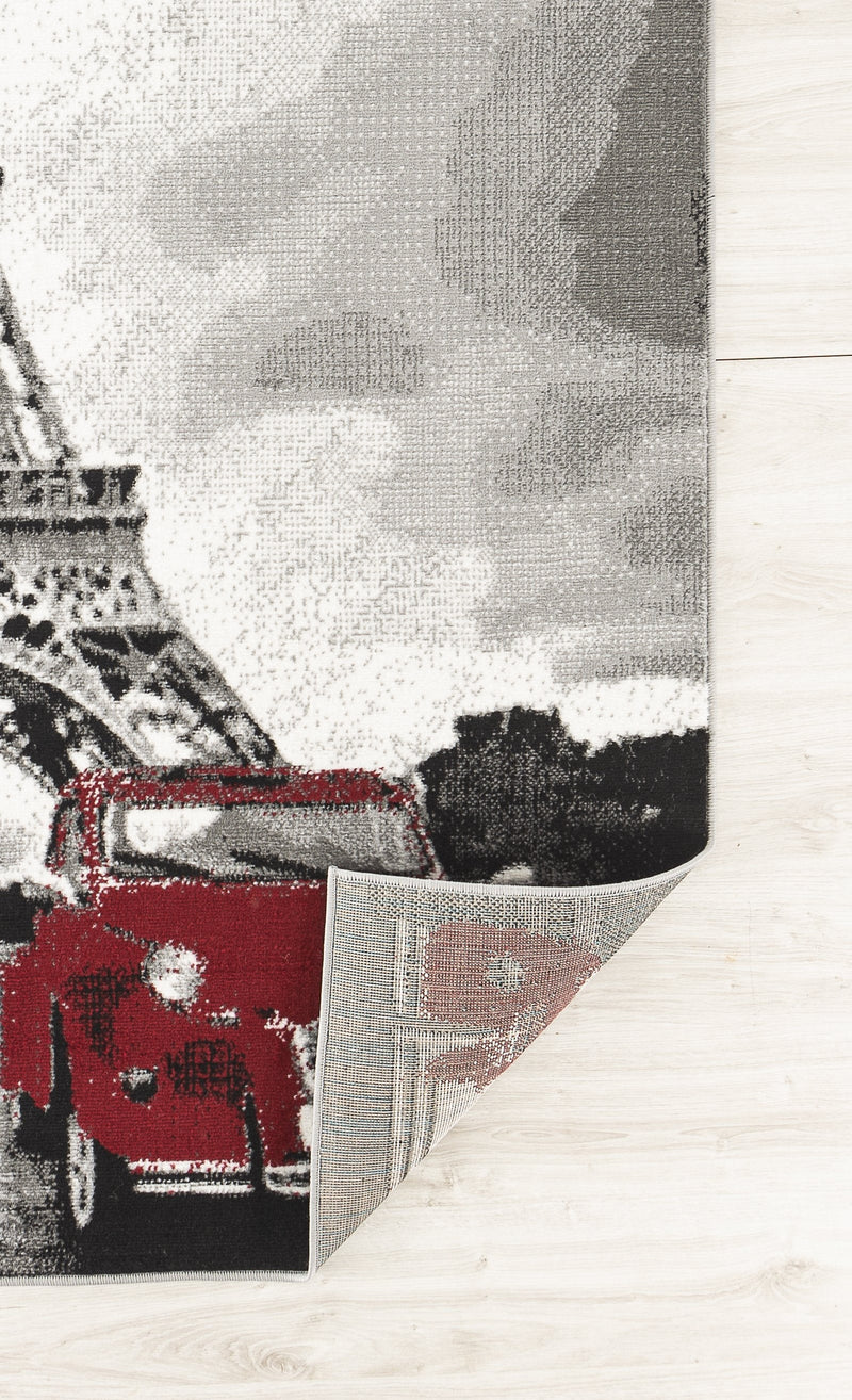 Paris Gray Red Eiffel Tower Paris Contemporary Area Rugs