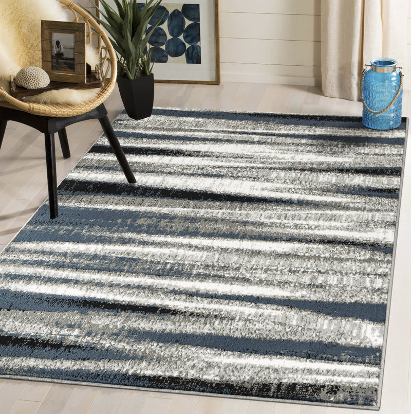 Sadie Blue Abstract Contemporary Area Rugs