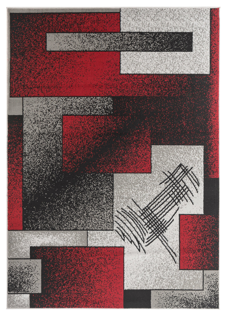 Gianna Gray Red Geometric Contemporary Area Rugs