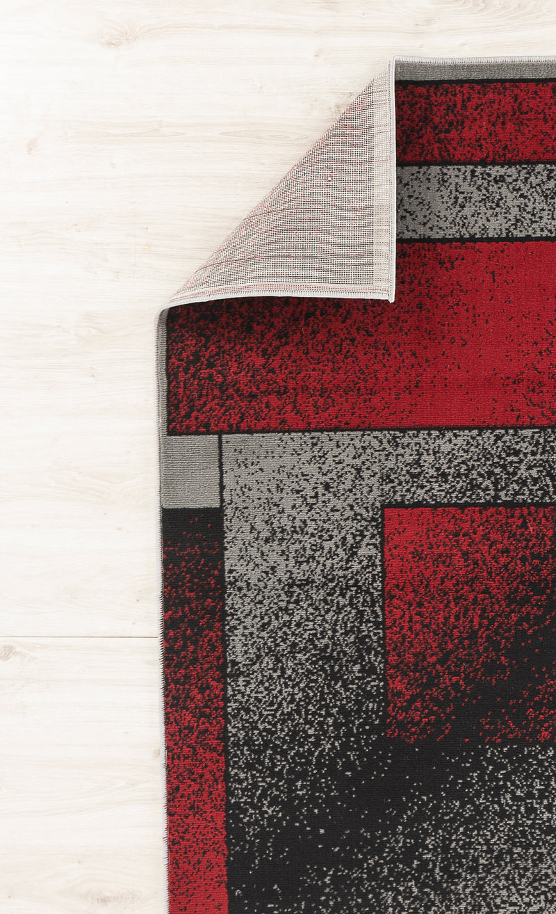 Gianna Gray Red Geometric Contemporary Area Rugs