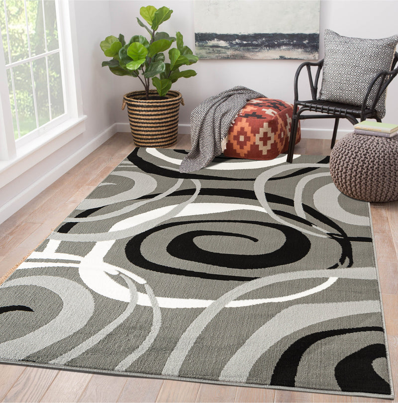 Skylar Gray Abstract Contemporary Area Rugs