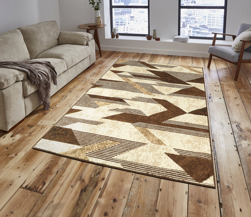 Maya Beige Abstract Contemporary Area Rugs