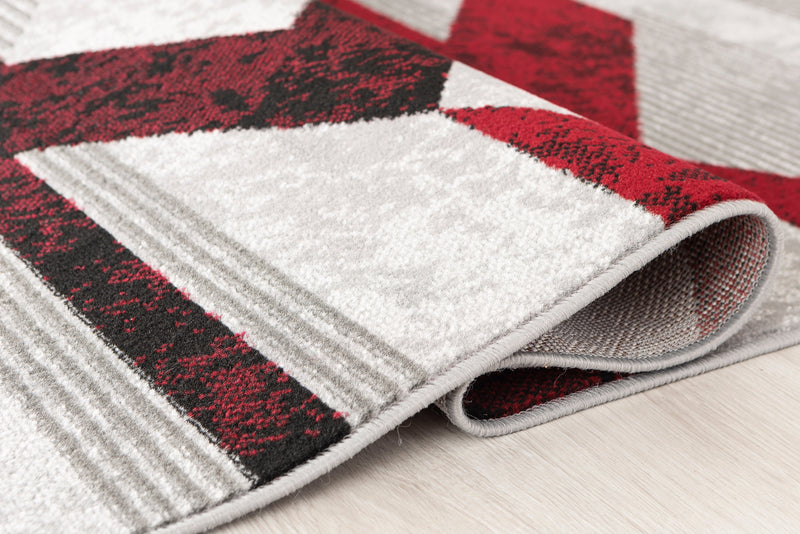 Maya Gray Red Abstract Contemporary Area Rugs