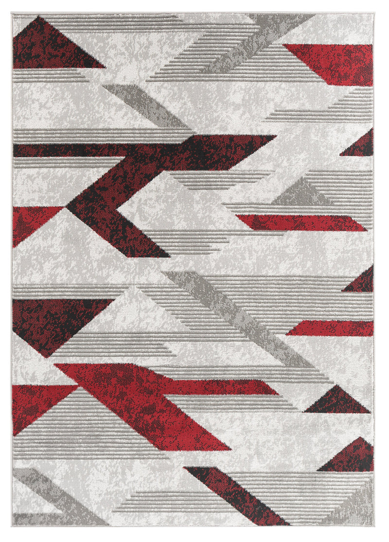 Maya Gray Red Abstract Contemporary Area Rugs