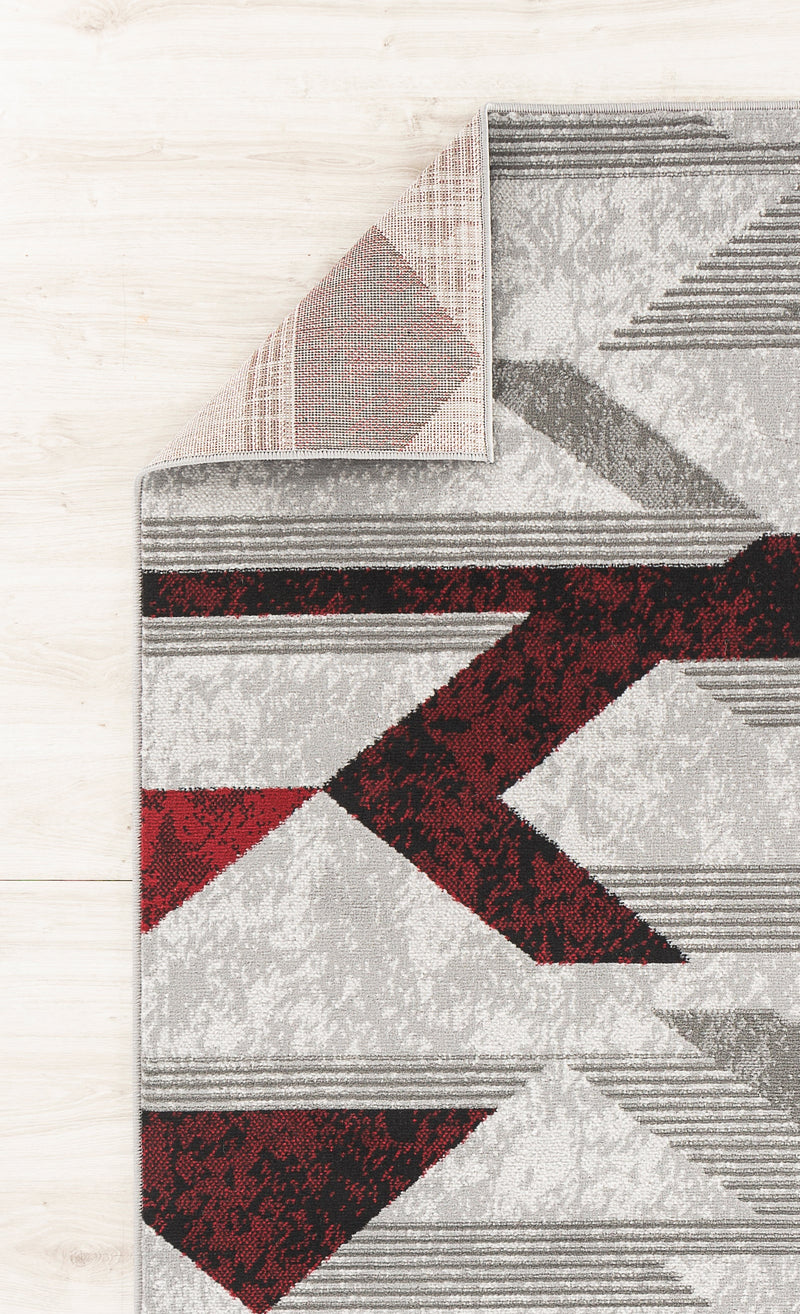 Maya Gray Red Abstract Contemporary Area Rugs