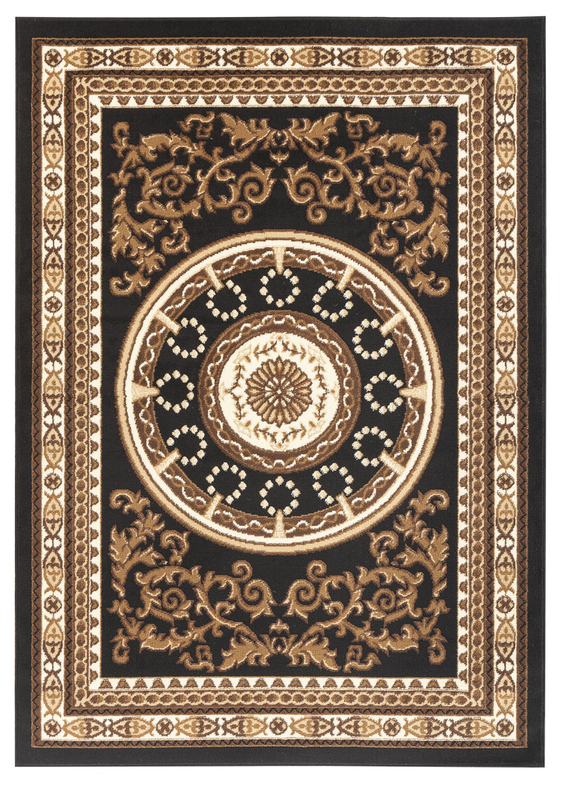 Sahar Black Traditional Medallion Area Rugs