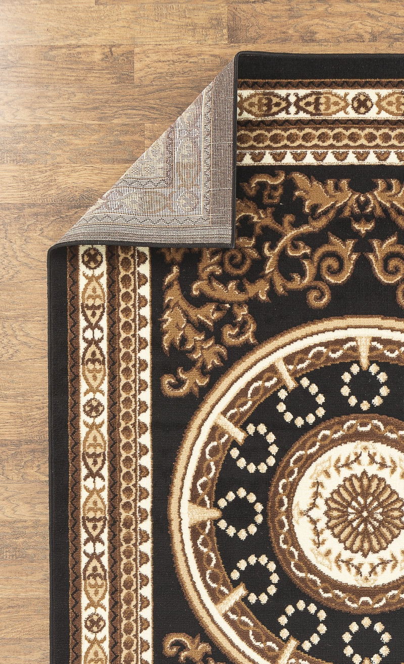 Sahar Black Traditional Medallion Area Rugs