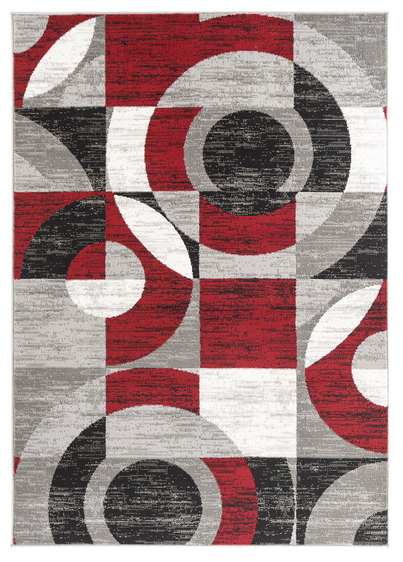 Stella Gray Red Abstract Contemporary Area Rugs