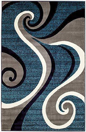 Grayson Blue Gray Abstract Contemporary Area Rugs