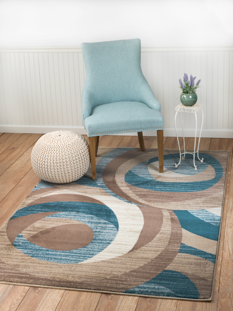 Caden Blue Abstract Contemporary Area Rugs