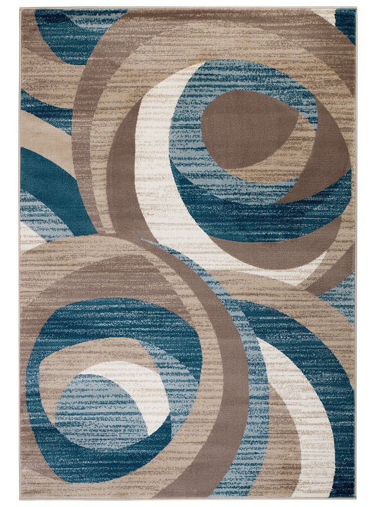 Caden Blue Abstract Contemporary Area Rugs