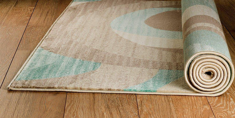 Caden Aqua Blue Abstract Contemporary Area Rugs