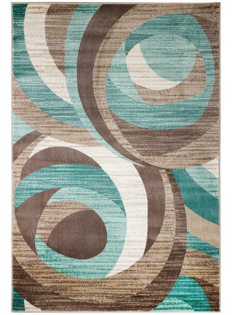 Caden Aqua Blue Abstract Contemporary Area Rugs