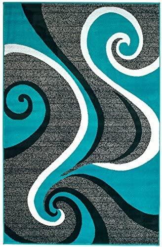 Grayson Turquoise Gray Swirls Contemporary Area Rugs