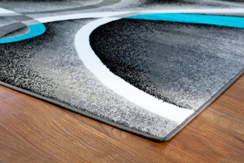 Gray Turquoise Swirl Abstract Contemporary Modern Rugs