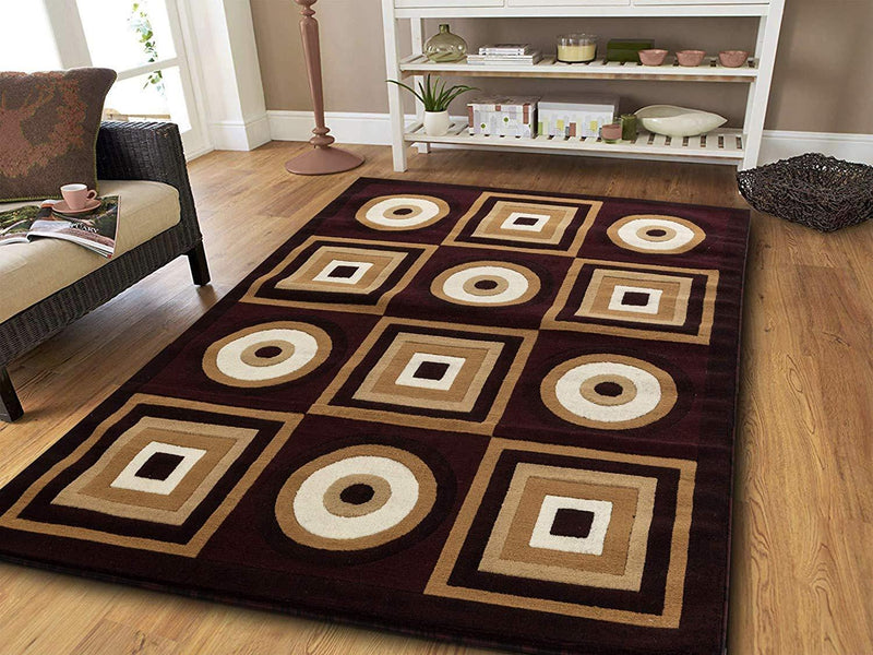 Ella Burgundy Geometric Contemporary Area Rugs