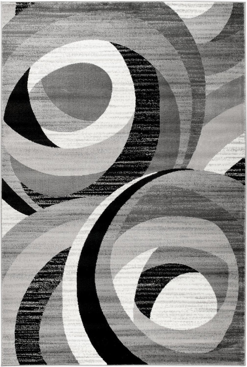 Caden Gray Black Abstract Contemporary Area Rugs