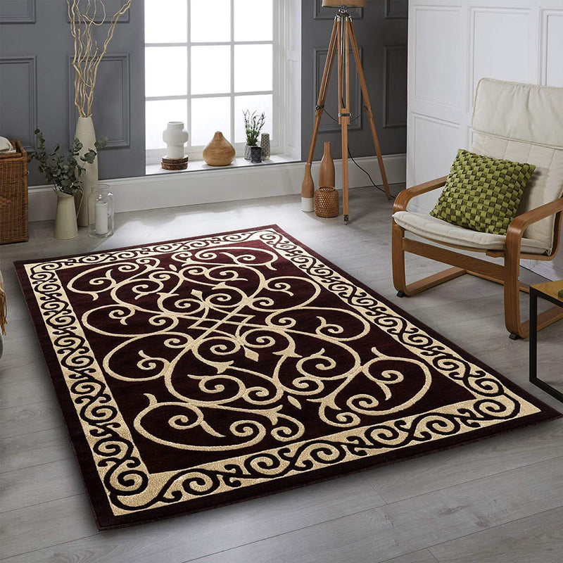 Victoria Burgundy Traditional Area Rugs