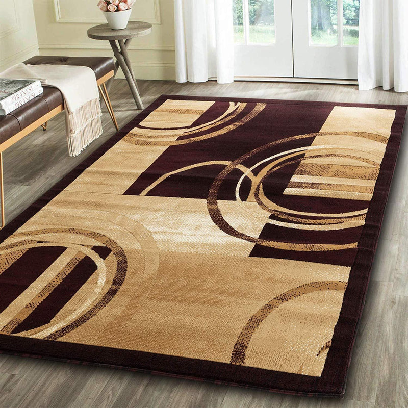 Mia Beige Brown Geometric Contemporary Area Rugs