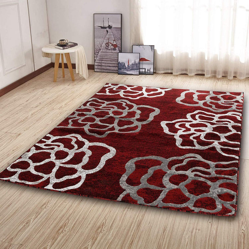 Sophia Red Abstract Contemporary Area Rugs