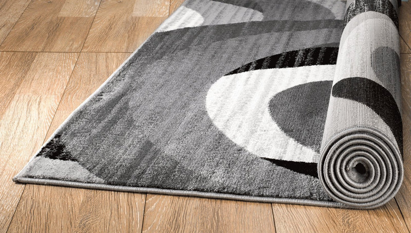 Caden Gray Black Abstract Contemporary Area Rugs