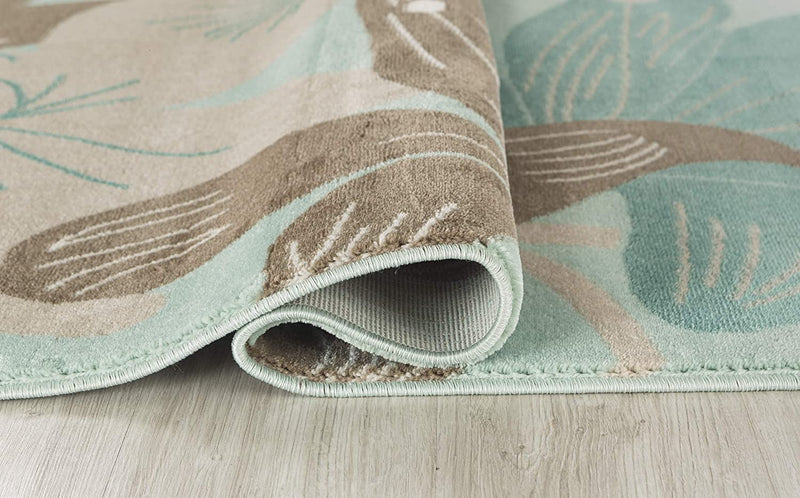 Nevaeh Turquoise Floral Contemporary Area Rugs