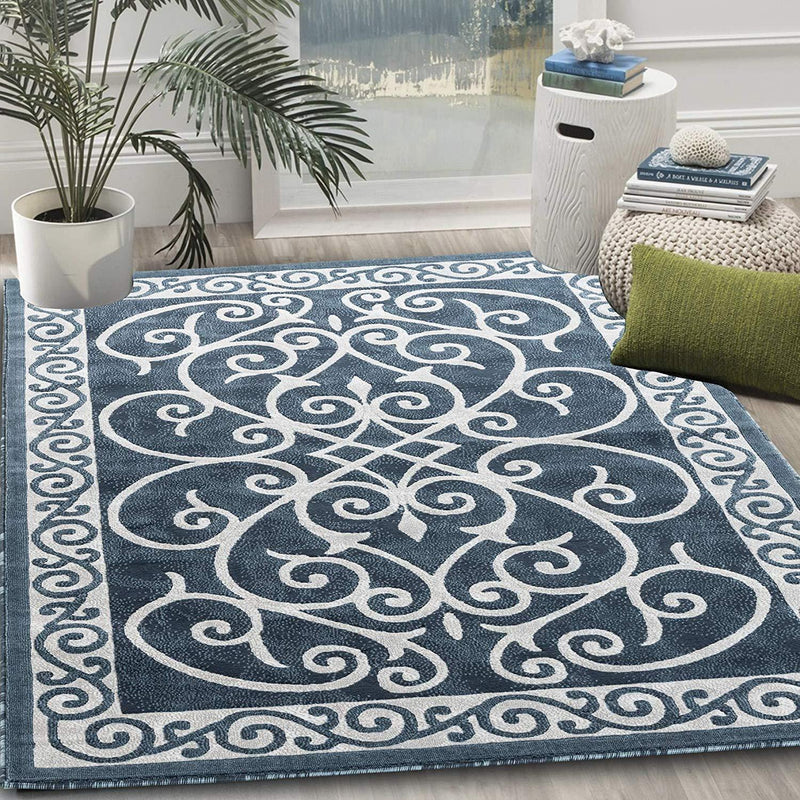 Victoria Blue Traditional Area Rugs