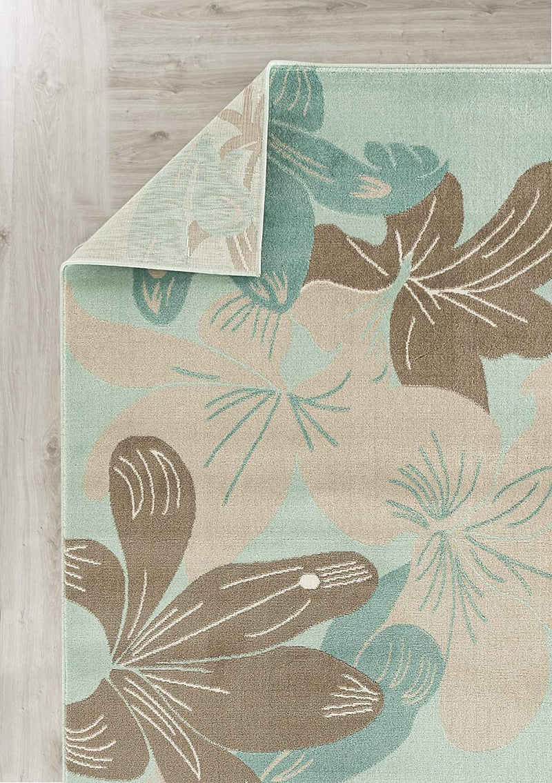 Nevaeh Turquoise Floral Contemporary Area Rugs