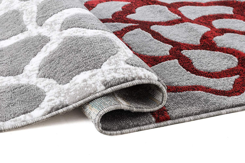 Sophia Gray Red Abstract Contemporary Area Rugs