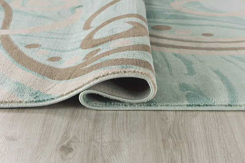 Rachel Turquoise Swirls Abstract Contemporary Area Rugs