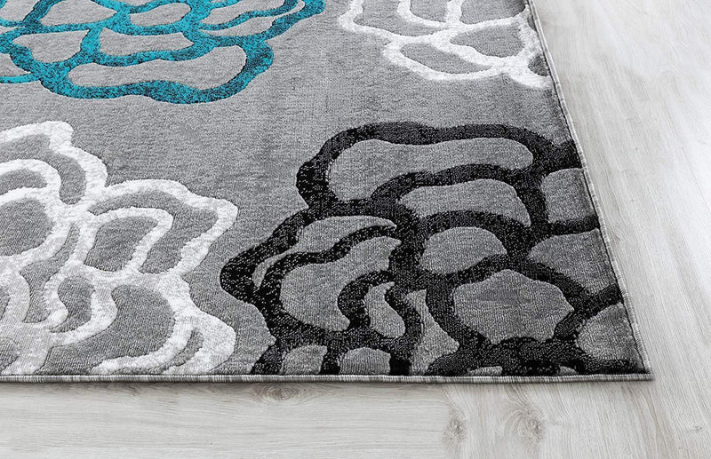 Sophia Turquoise Contemporary Area Rugs