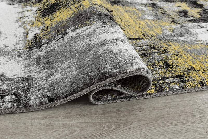 Caleb Yellow Gray Distressed Contemporary Area Rugs