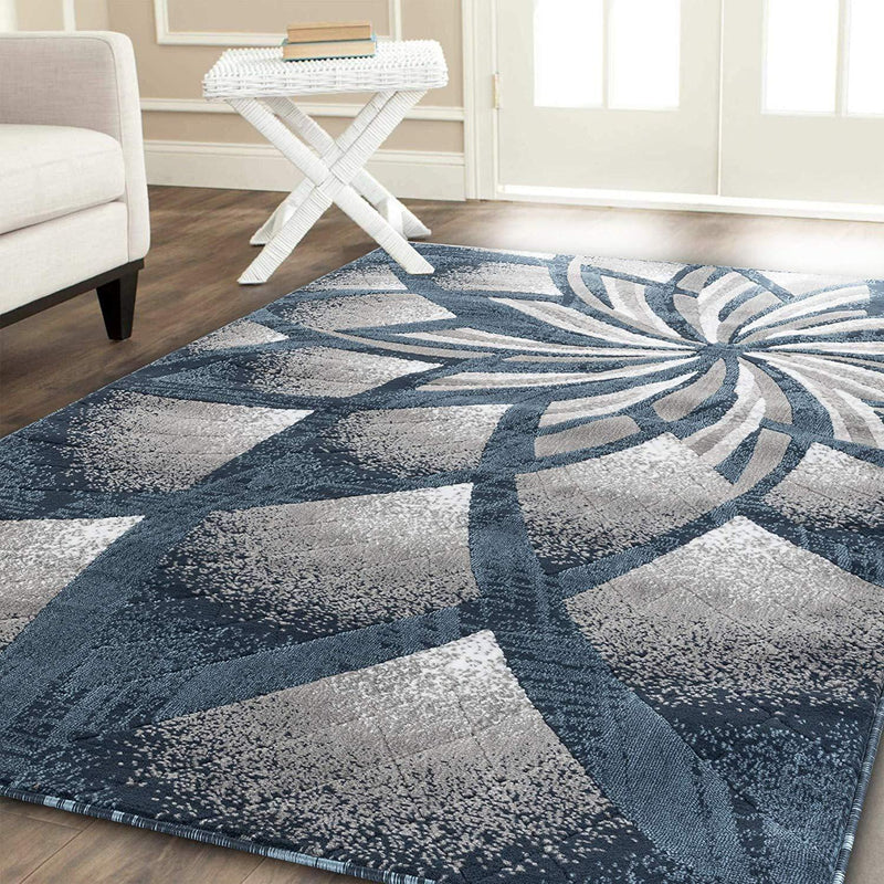 Charlotte Blue Abstract Contemporary Area Rugs