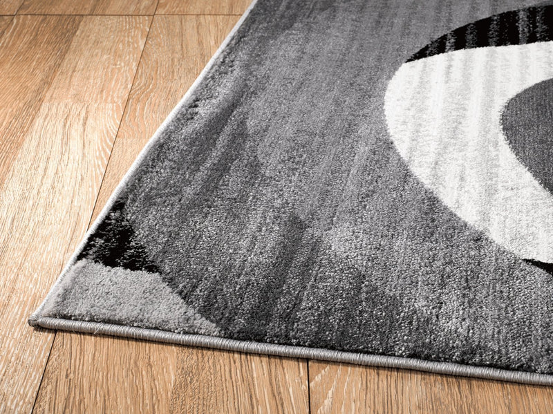 Caden Gray Black Abstract Contemporary Area Rugs